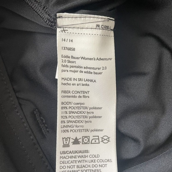 Eddie Bauer Skort Womens 14 Black Athletic Skirt Shorts Stretch Casual Travel - Picture 3 of 7